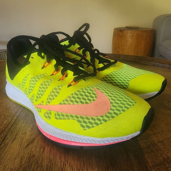 Nike Air Zoom Elite 7 Neon Yellow Hot Pink Lace Up Running Sneakers Mens Size 8 - Picture 1 of 15